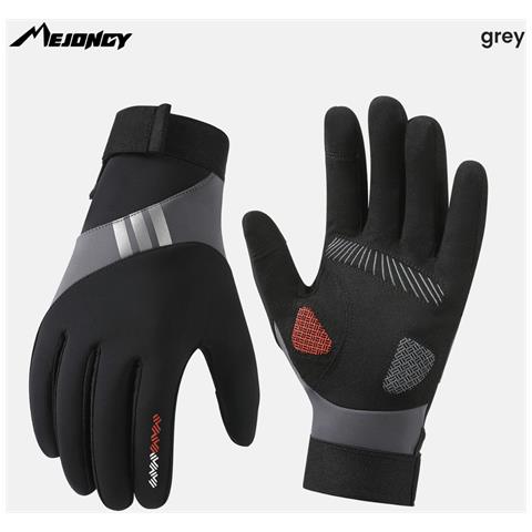 Guanti Termici Da Ciclismo Touchscreen Antivento In Pile Da Esterno Antiscivolo Gray - Foto 2
