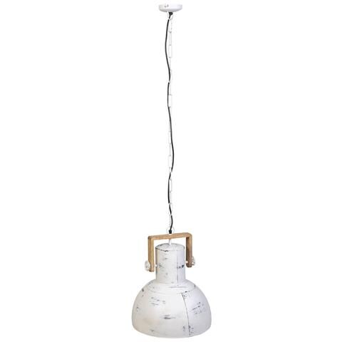 Plafoniera In Legno Bianco E Metallo 41x41x52h - Foto 2