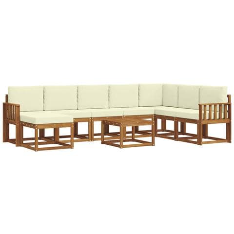 Set di divani da esterno con cuscino 9 pcs Naturale e Crema - Foto 1