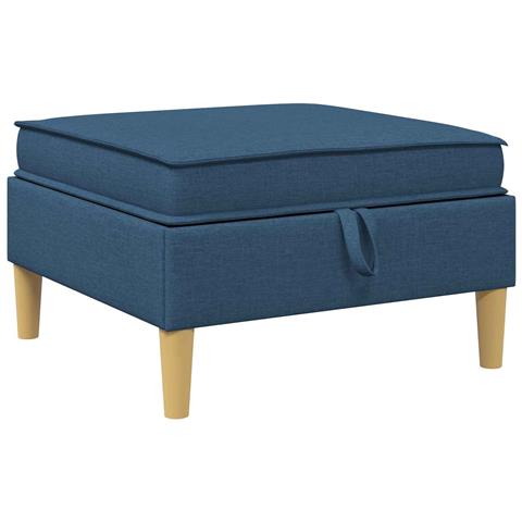 Pouf con Storage Blu Tessuto - Foto 1