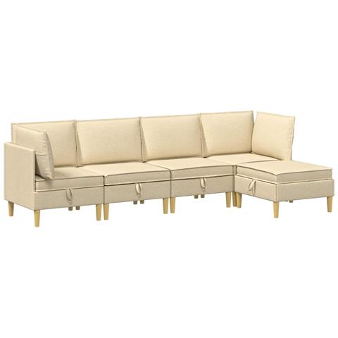 Set di divani modulari con spazio di archiviazione 5 pcs Crema - Foto 1