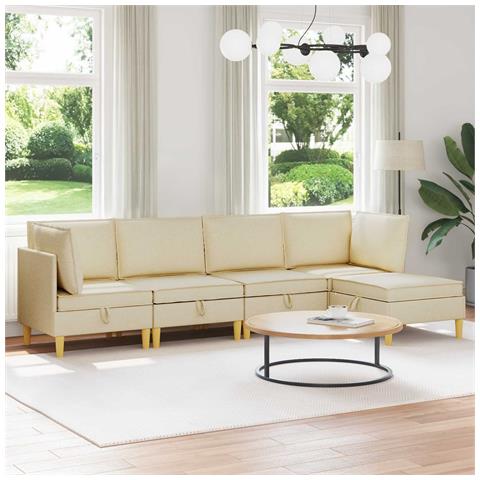 Set di divani modulari con spazio di archiviazione 5 pcs Crema - Foto 2