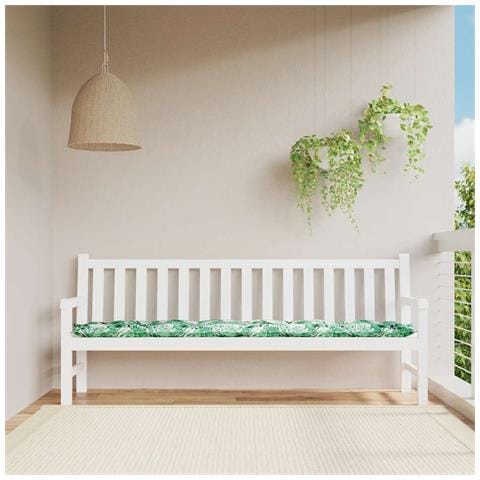 Cuscino per panchina da giardino con motivo a foglie 200x50x7 cm Tessuto Oxford - Foto 2