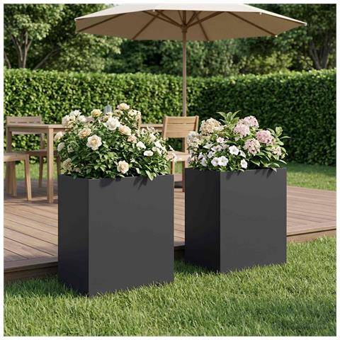 Vaso da giardino 2 pz Nero 40 x 30 x 50 cm - Foto 2