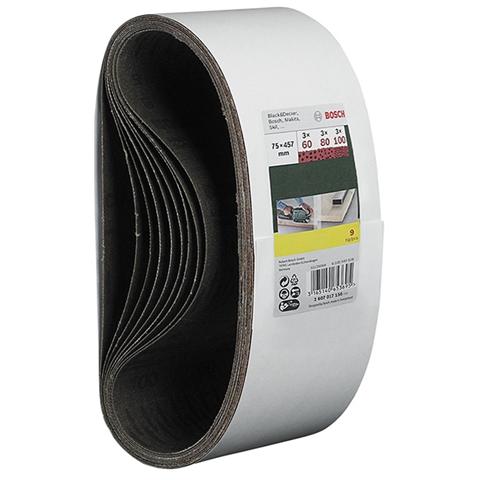 Nastro Abrasivo Set Misto (P60/80/100) 9 pezzi da 75x477 mm - Foto 1