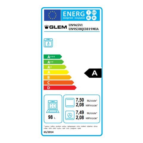 Cucina a Gas UN965VI 5 Fuochi a Gas Forno Gas Multifunzione Ventilato Classe A Dimensioni 90 x 60 cm Colore Inox Serie Unica - Foto 3