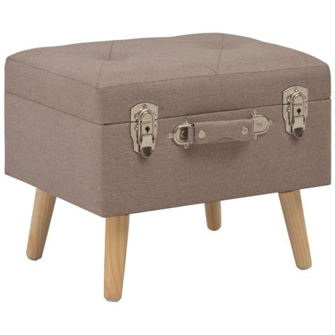 Sgabello Con Contenitore 40 Cm In Tessuto Marrone - Foto 1