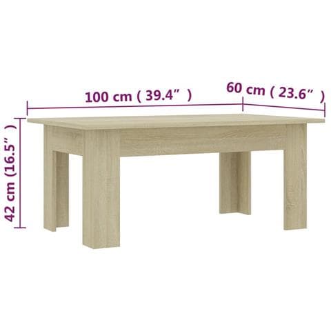 Tavolino da Salotto Rovere Sonoma 100x60x42cm Legno Multistrato - Foto 6