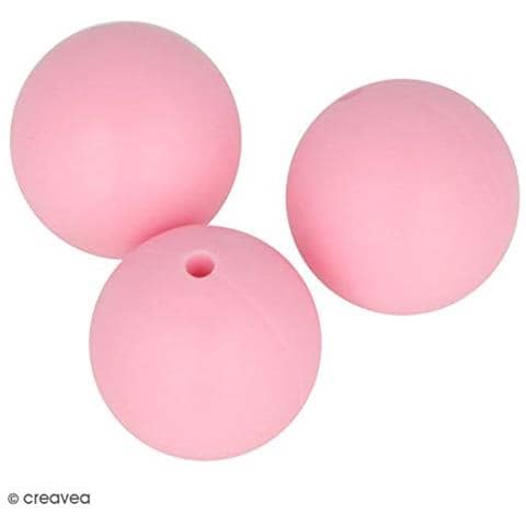 Perlina Di Silicone Tonda X 3 - 15 Mm - Rosa - Foto 2