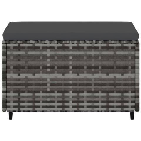 Poggiapiedi Da Giardino Con Cuscini 2 Pz In Polyrattan Grigio - Foto 2