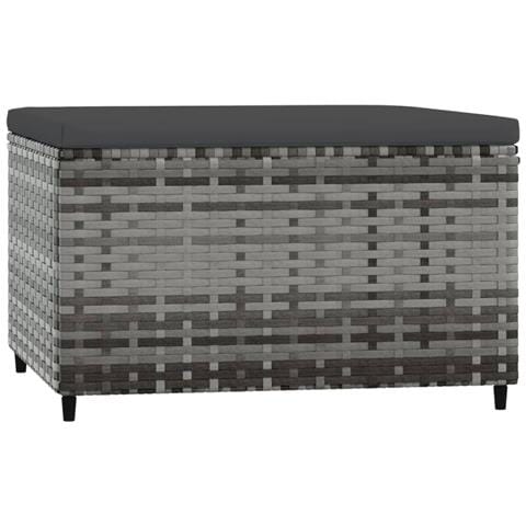 Poggiapiedi Da Giardino Con Cuscini 2 Pz In Polyrattan Grigio - Foto 7