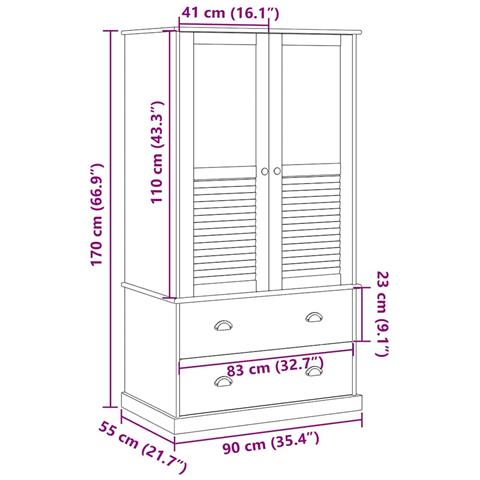 Armadio VIGO 90x55x170 cm in Legno Massello di Pino - Foto 10
