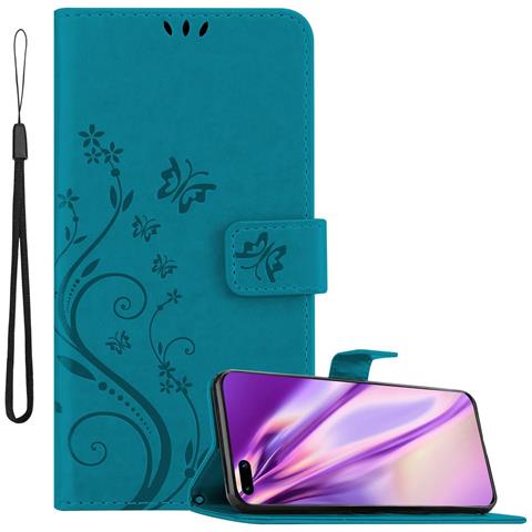 Cadorabo Custodia Compatibile Con Huawei P40 In Blu Fiore - Coperchio Protettivo In Design Floreale Con Chiusura Magnetica, Funzione Stand E Slot Per Carte - Foto 1