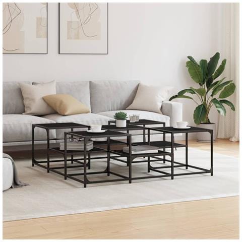 Tavolino Da Salotto Nero 121x121x40 Cm In Legno Multistrato - Foto 3