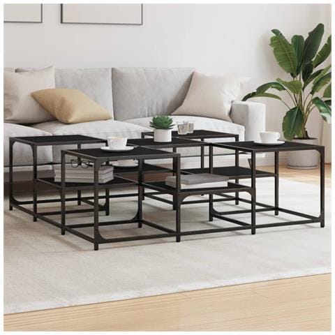 Tavolino Da Salotto Nero 121x121x40 Cm In Legno Multistrato - Foto 1