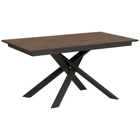 Tavolo Allungabile 90x160/220 Cm Ganty - Bordo Antracite Telaio Antracite - Noce - Foto 5