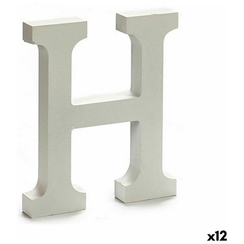 Lettera H Legno Bianco (1,8 X 21 X 17 Cm) (12 Unità) - Foto 1