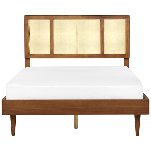 Letto Con Led Rattan Auray 140 X 200 Cm Marrone - Foto 2