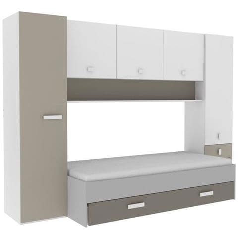 Letto Estraibile Per Bambini Con Più Vani Portaoggetti - Bianco /argilla - 90 X 200 Cm - Tidy - Foto 1
