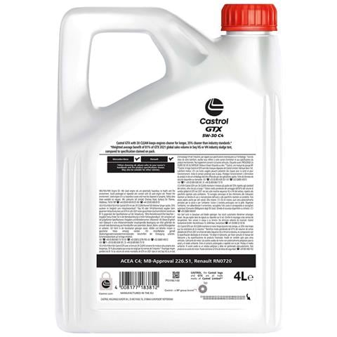 Olio Sintetico Lubrificante Motore Auto Gtx 5w30 C4 4l Oil - Foto 2