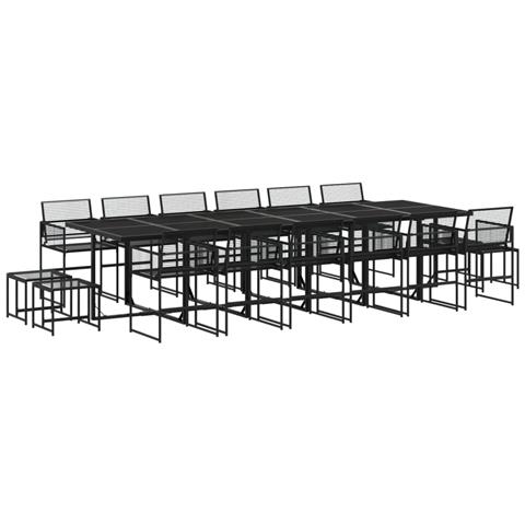 Set Da Pranzo Da Giardino 17 Pz Nero In Polyrattan - Foto 1