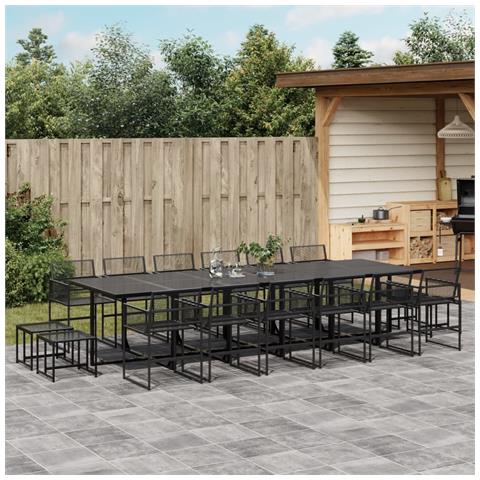 Set Da Pranzo Da Giardino 17 Pz Nero In Polyrattan - Foto 8