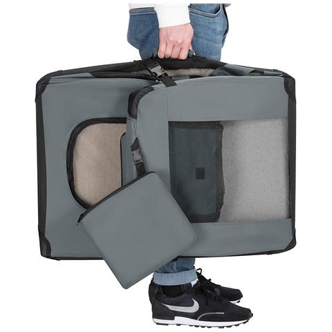 Trasportino Per Cani E Gatti,trasportino Per Animali Domestici Taglia S Gabbia Pieghevole Cani E Gatti,dimensioni L50xp34xh36 (grigio) - Foto 2