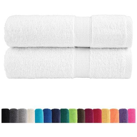 Asciugamani da Bagno SOLUND 2 pz Bianchi 100x150 cm 600gsm - Foto 2