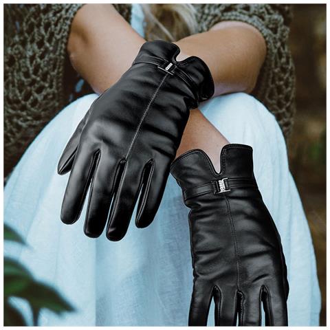 Guanti Invernali In Pelle Di Pecora Da Donna - Touchscreen E Caldi Black L - Foto 2