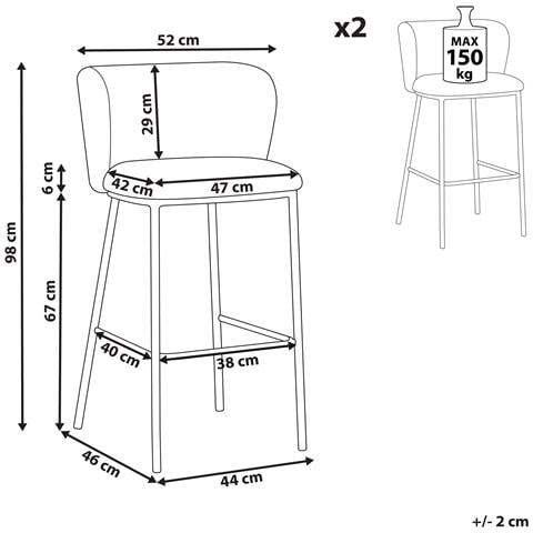 Set Di 2 Sedie Alte Mina Tortora - Foto 8