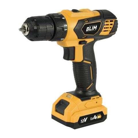Trapano Avvitatore a Batteria 12V 1.5Ah Coppia 28 Nm 2 Velocità 1500 giri /min con LED e Mandrino Autoserrante Giallo Nero - Foto 1