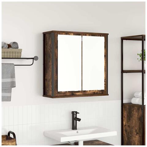 Pensile da Bagno con Specchio Rovere Fumo 60x21x60 cm - Foto 1