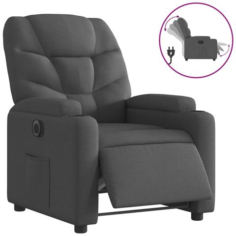 Poltrona Elettrica Reclinabile Nera In Tessuto - Foto 2