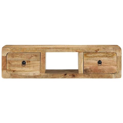 Mobile Tv A Parete 100x32x25 Cm Legno Grezzo Massello Di Mango - Foto 2