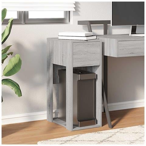 Supporto A Torre Per Computer Con Cassetto Grigio 30x44x74 Cm - Foto 3