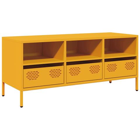 Mobile Tv Giallo Senape 101,5x39x43,5 Cm In Acciaio - Foto 2