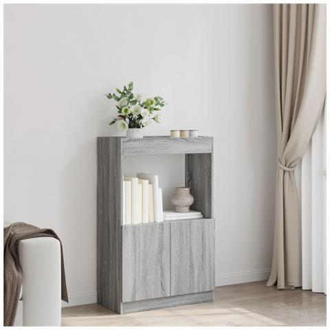 Credenza Grigio Sonoma 63x33x100 Cm In Truciolato - Foto 3