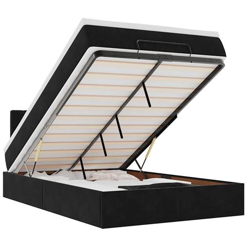 Pouf Letto Con Materasso E Led Nero 120x190cm In Velluto - Foto 2