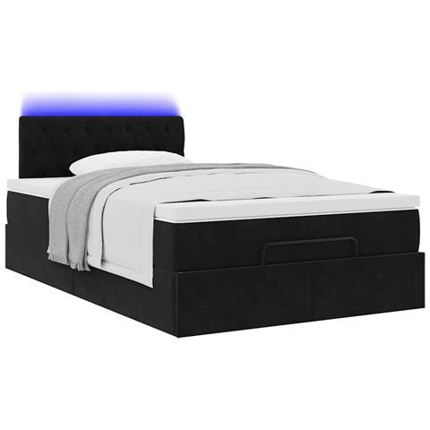 Pouf Letto Con Materasso E Led Nero 120x190cm In Velluto - Foto 3