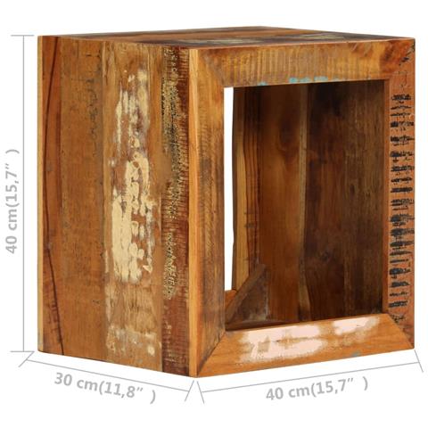 Lusso Casadino -  Sgabello In Legno Massello Di Recupero 40x30x40 Cm - Foto 8