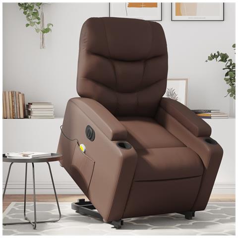 Lusso Casadino -  Poltrona Alzapersona Elettrica Reclinabile Marrone Similpelle - Foto 8