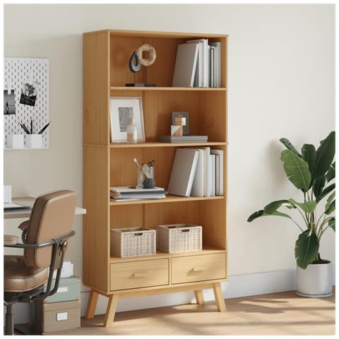 Lusso Casadino - Libreria 4 Ripiani Olden Marrone In Legno Massello Di Pino - Foto 2