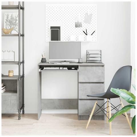 Lusso Casadino -  Scrivania Grigio Cemento 90x45x76 Cm In Legno Multistrato - Foto 2