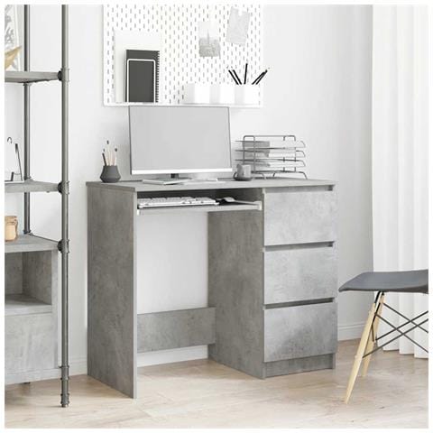 Lusso Casadino -  Scrivania Grigio Cemento 90x45x76 Cm In Legno Multistrato - Foto 8