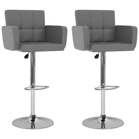 Lusso Casadino - Sgabelli Da Bar 2 Pz Grigi In Similpelle - Foto 2