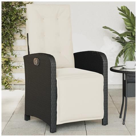 Sedia Reclinabile da Giardino con Poggiapiedi Nera Polyrattan - Foto 2