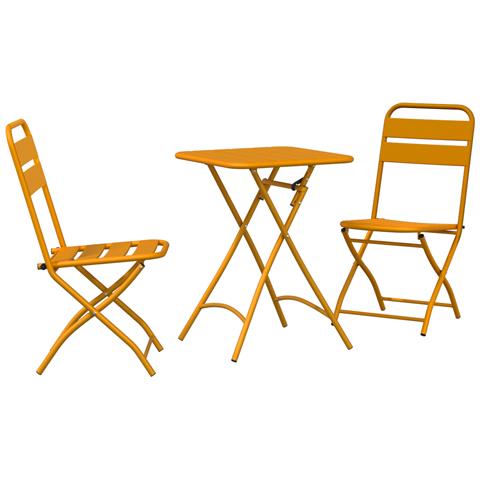 Set Bistro Pieghevole 3 Pezzi Senape Giallo Acciaio - Foto 1