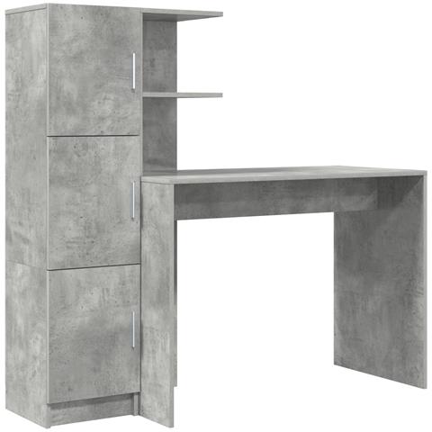 Scrivania con spazio di archiviazione in grigio cemento in legno ingegnerizzato - Foto 1