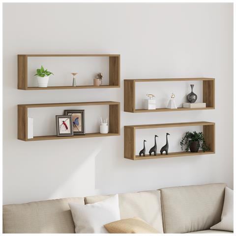 Mensole da parete 4 pezzi Rovere artigianale 80x15x26 cm in legno ingegnerizzato - Foto 2