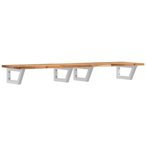 Ripiano A Parete Per Lavabo In Acciaio E Massello Di Acacia - Foto 1